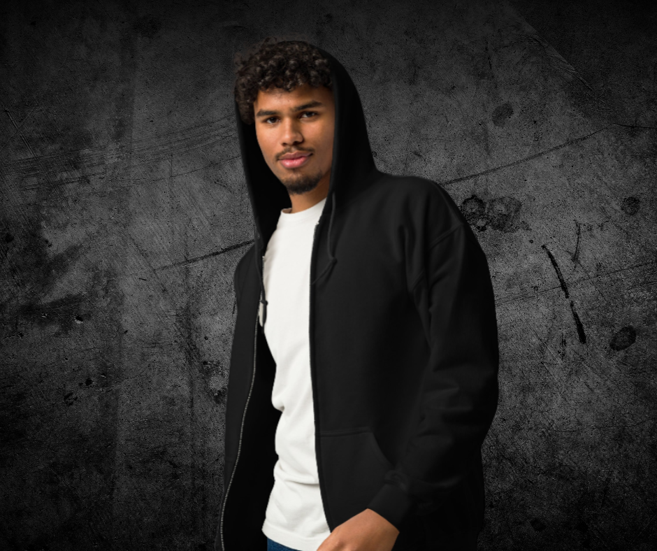 Unbound zip hoodie, design on back