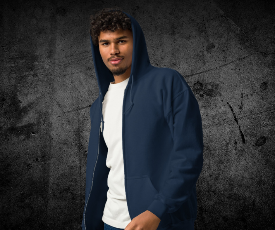 Unbound zip hoodie, design on back