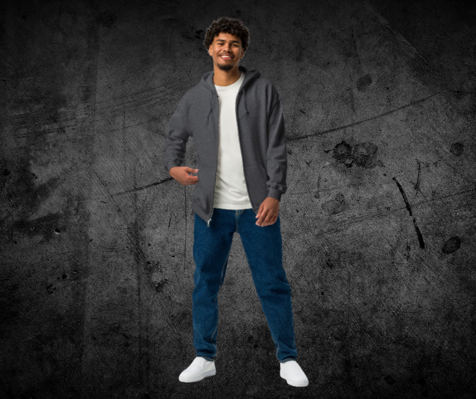 Unbound zip hoodie, design on back