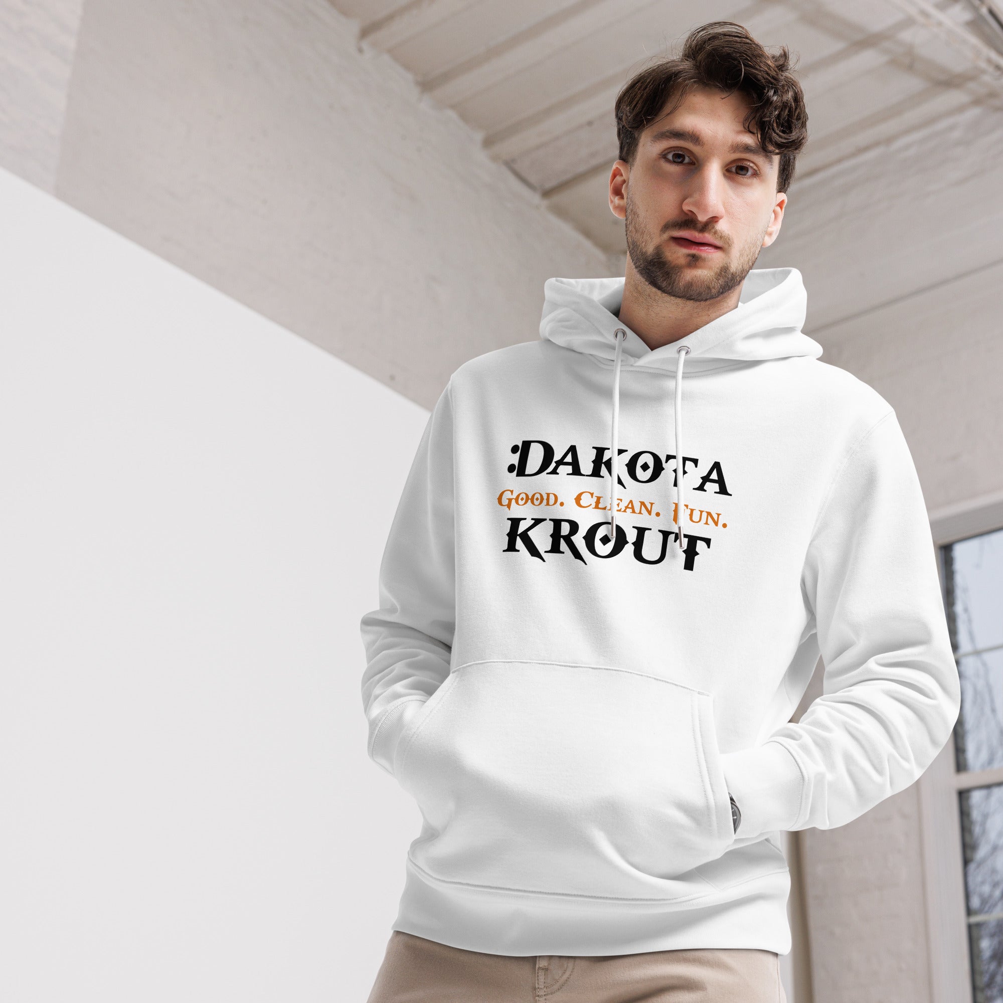 Dakota Krout: Good. Clean. Fun. White Unisex essential eco hoodie